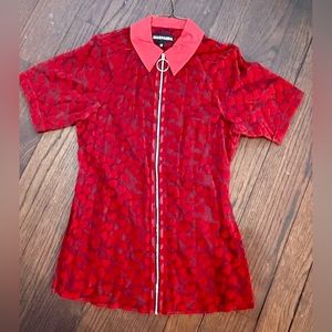 NicoPanda sheet red heart zip shirt cardigan M ❤️valentines day ❤️